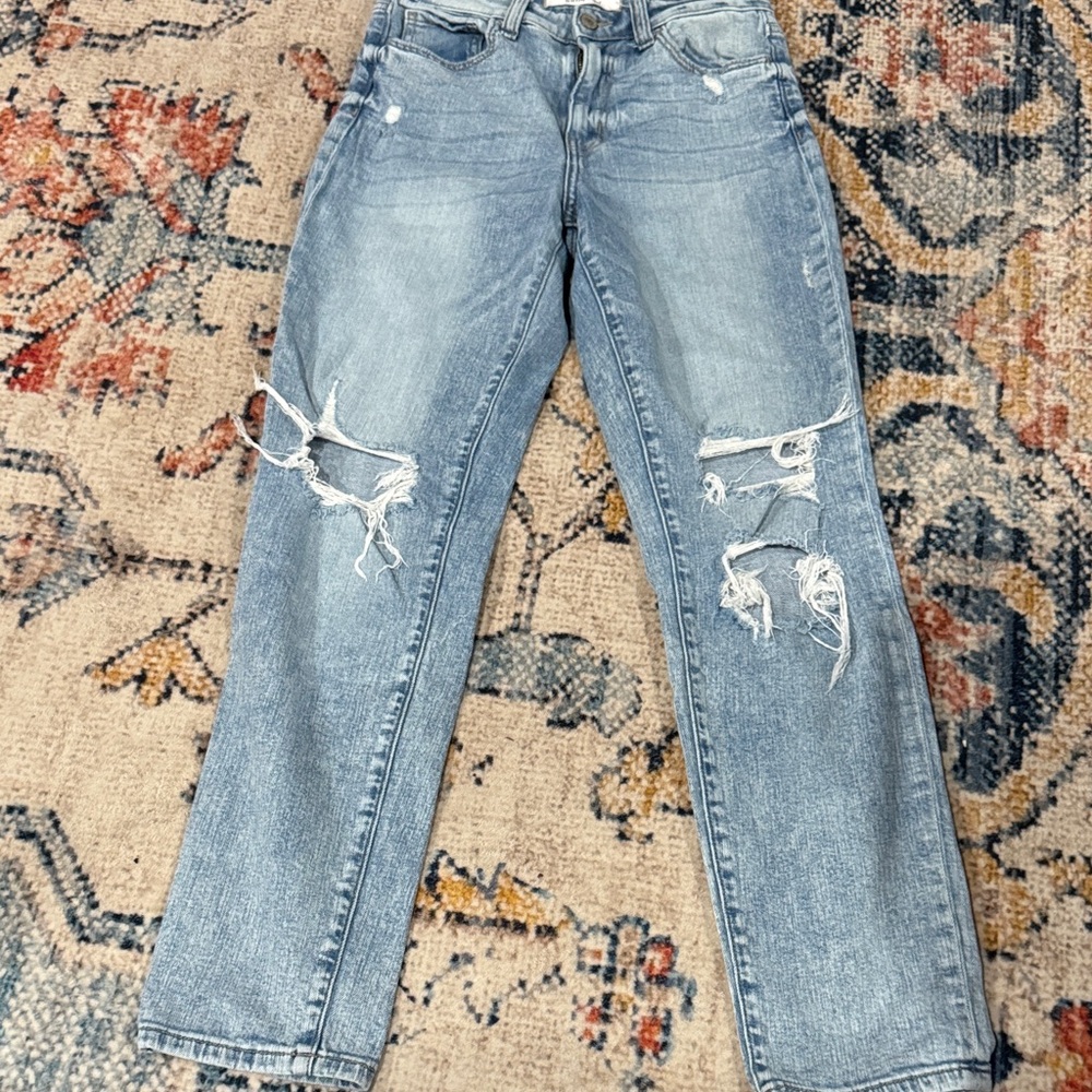 Classic Light Blue Distressed Straight Leg Jeans Willow and Root
